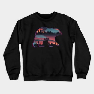 BEAR SILHOUETTE WITH FOREST AND WILDERNESS Crewneck Sweatshirt